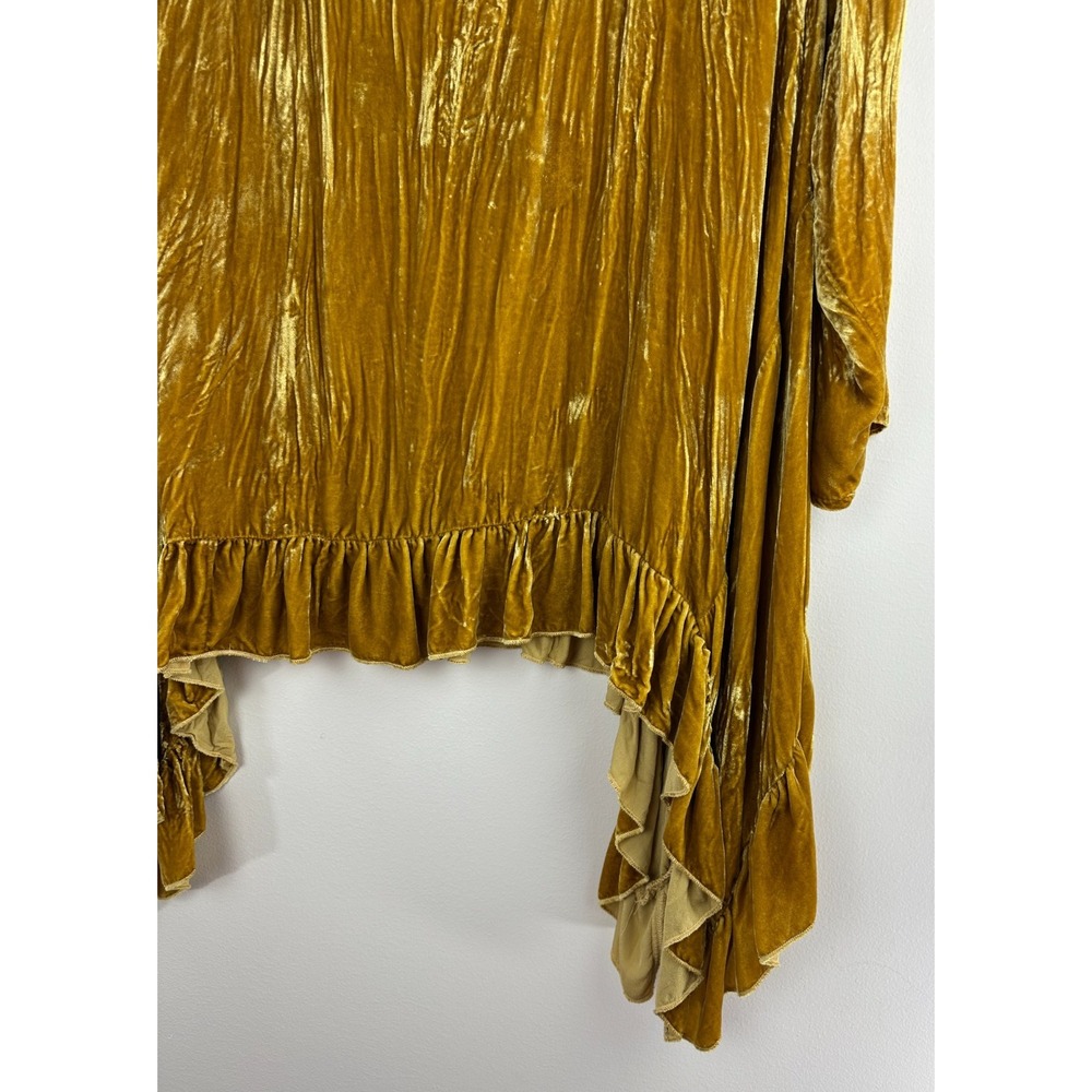 Hearts Desire Butterfly Top Long Velvet Gold Ruffle Asymmetric Tunic Medium - Picture 4 of 13